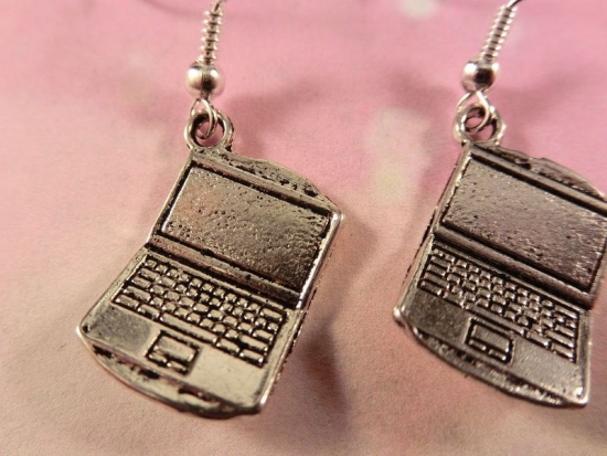Preview: Laptop Ohrringe Vintage Optik PC Tablet